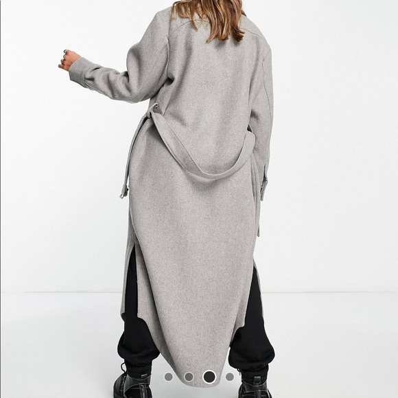 Topshop longline belted utility coat in gray size US 4 - Picture 4 of 12